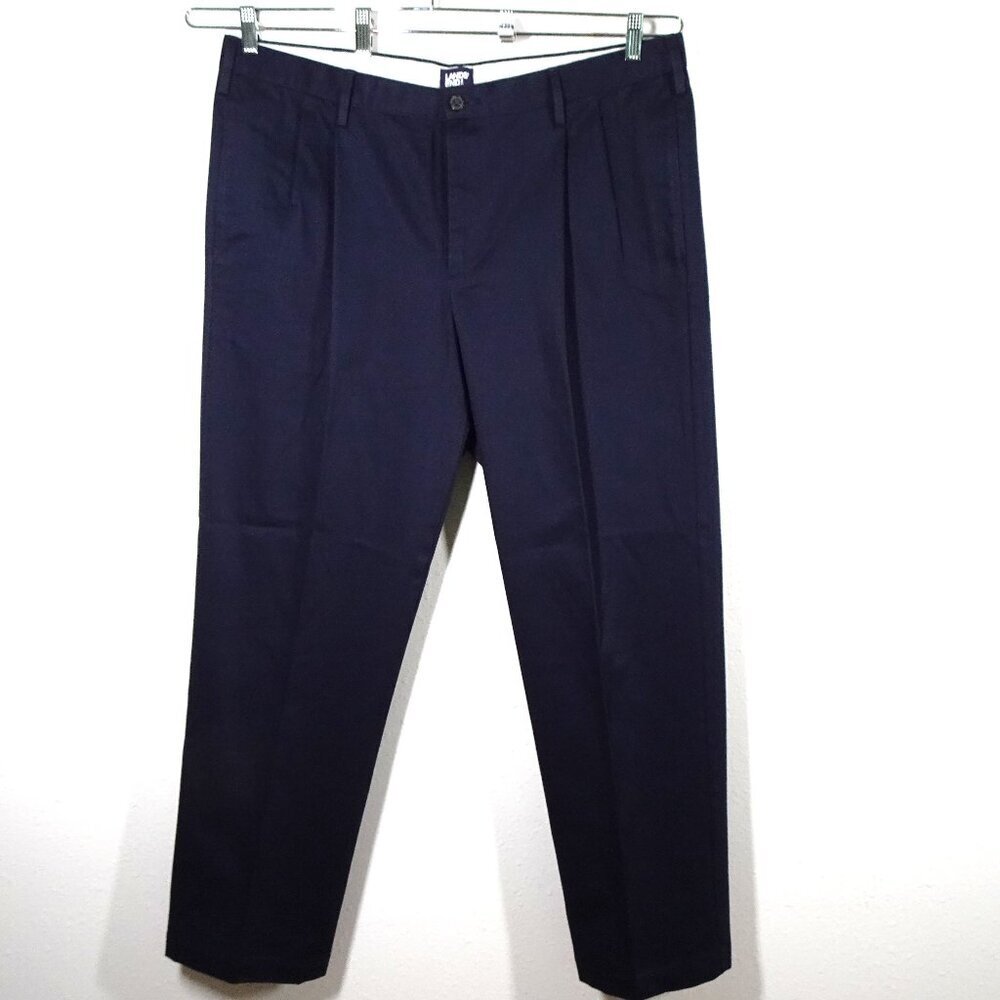 Lands' End Chino Pants Men's Size 40x32 Blue Traditional Fit Cotton Pleated